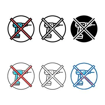 Do not modern drill assembly furniture color icon vector Stock Illustration