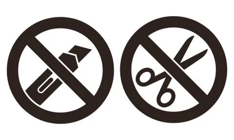 Do not open with a knife or scissors sign Stock Illustration