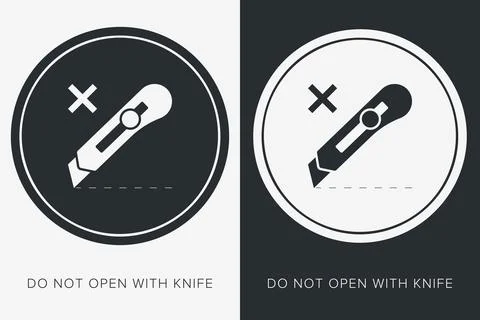 Do Not Open With Knife. Protective Packaging Instruction. Packaging Symbol... Stock Illustration