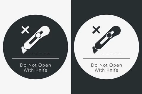 Do Not Open With Knife. Protective Packaging Instruction. Packaging Symbol... Stock Illustration