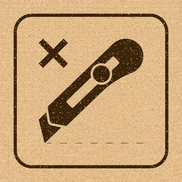 Do Not Open With Knife. Protective Packaging Instruction. Packaging Symbol... Stock Illustration