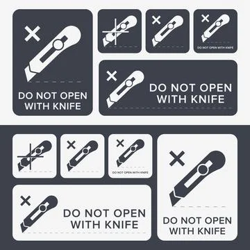 Do Not Open With Knife. Protective Packaging Instruction. Packaging Symbol... Stock Illustration