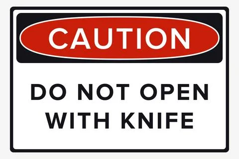 Do Not Open With Knife. Protective Packaging Instruction. Packaging Symbol... Stock Illustration