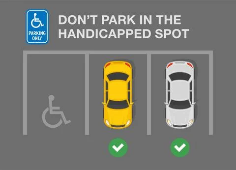 Do not park in the handicapped spot warning design. Top view. Ilustração Stock
