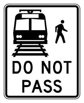 Do not pass light rail train sign, R15-5, US road sign Stock Illustration