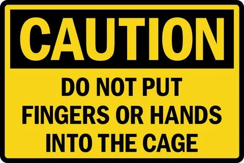 Do not put fingers or hands into the cage caution sign. Illustrazione stock