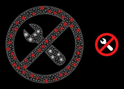 Do Not Repair Icon - Carcass Mesh with Constellation Nodes Illustrazione stock