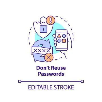 Do not reuse passwords concept icon Stock Illustration