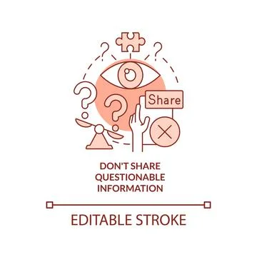 Do not share questionable information red concept icon Stock Illustration