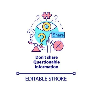 Do not share questionable information concept icon Stock Illustration