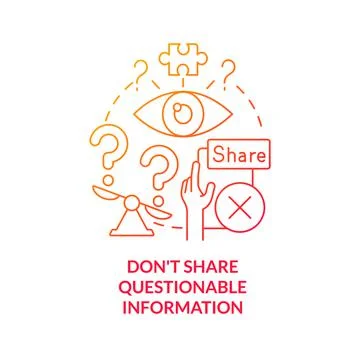 Do not share questionable information red gradient concept icon Stock Illustration