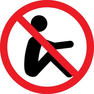 Do not sit on ground sign. Illustrazione stock
