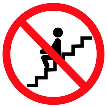 Do not sit on stairs symbol. No sitting on steps sign. Do not sit on stairway Stock Illustration