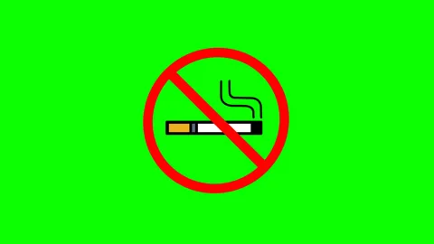 Do not smoke animation. No smoking symbol. Cigarette in red circle. Stock Footage 311840997