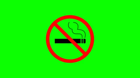 Do not smoke animation. No smoking symbol. Cigarette in red circle. Stock Footage 311840999