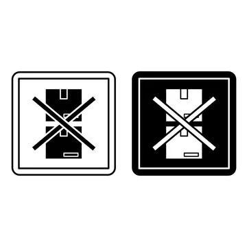 Do Not Stack Signs. Cardboard Packaging Labels. Black and White Vector Icon.. Stock Illustration