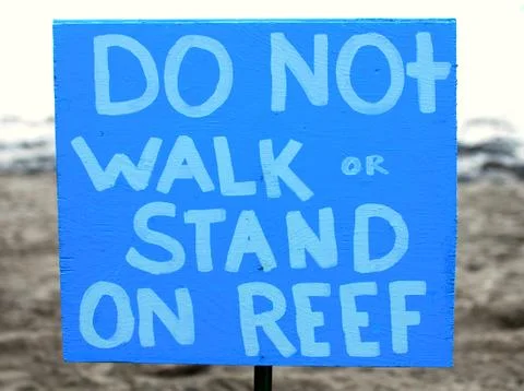 Do not stand on reef sign Foto stock