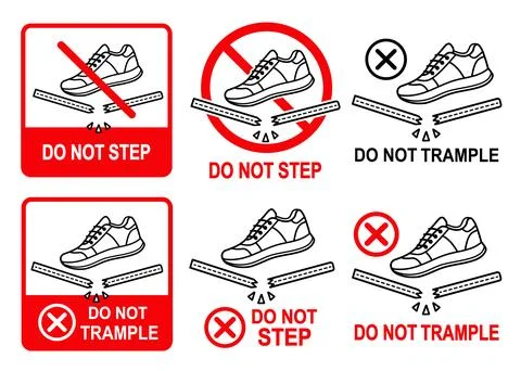 Do not step foot fragile package, no trample walk breakable surface warning sign Stock Illustration