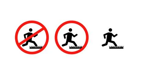 Do not step on grass sign character trespassing icon Stock Illustration