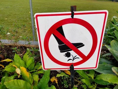 Do Not Step on Plants" Sign Stock Photos