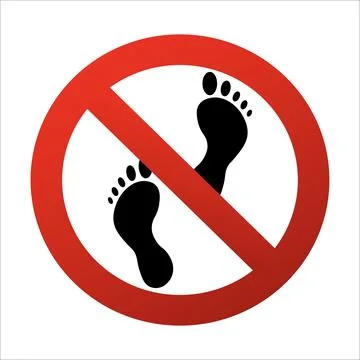 Do not step sign. Round danger symbol with trace. Vector illustration Illustrazione stock