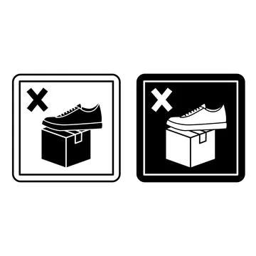 Do Not Step Signs. Cardboard Packaging Labels. Black and White Vector Icons.. Stock Illustration