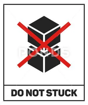 Do not stuck sticker. Black shipping warning label ~ Clip Art #208349347