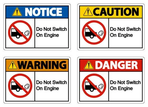Do Not Switch On Engine Sign On White Background Ilustración de archivo