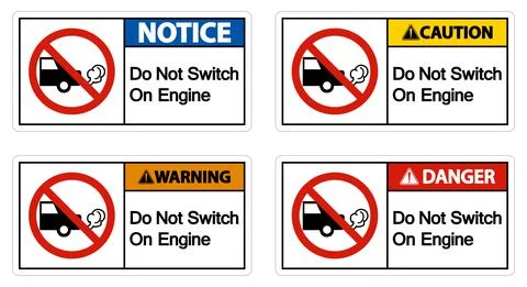 Do Not Switch On Engine Sign On White Background Stock Illustration