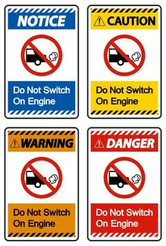 Do Not Switch On Engine Sign On White Background Stock Illustration