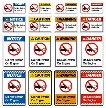 Do Not Switch On Engine Sign On White Background Ilustración de archivo
