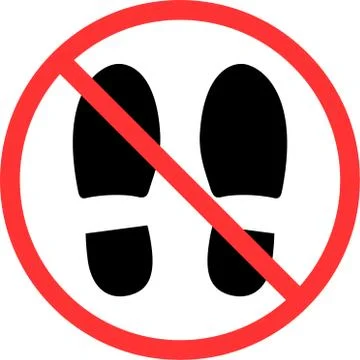 Do not take a shoes caution warn symbol for public areas to do not do that. s Stock Illustration