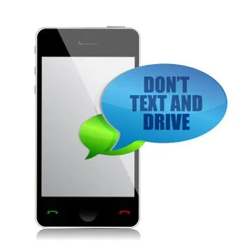 Do not text and drive cell bubble message isolated over white Ilustração Stock
