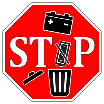 Do not throw dead batteries in garbage Illustrazione stock