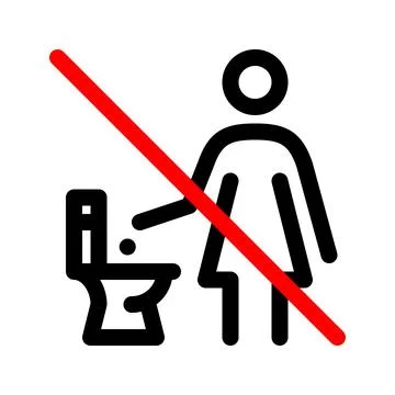 Do not throw trash in toilet bowl line icon Stock Illustration