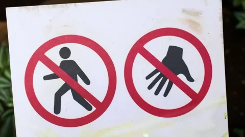 Do not touch and entry signs near the restricted area entrance Stock Footage 271181200