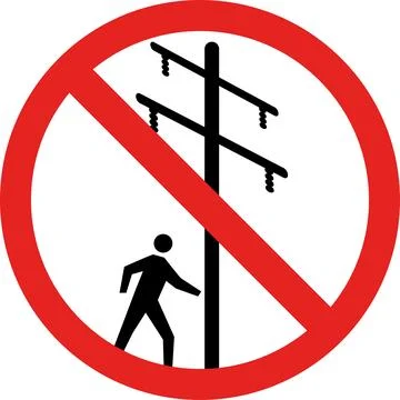 Do not touch electrical pole sign. Stock Illustration