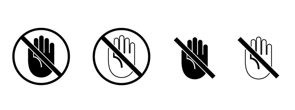 Do not touch icons set. Prohibition sign on the hand. Stock-Illustration