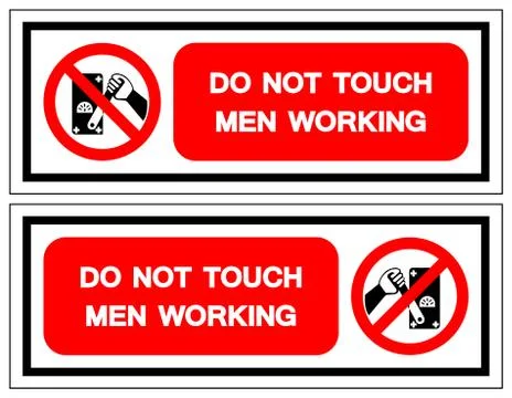 Do Not Touch Men Working Symbol Sign, Vector Illustration, Isolate On White B Stock Illustration