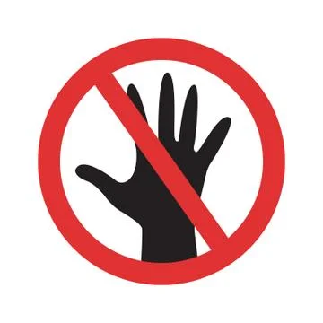 Do not touch vector sign. Crossed hand prohibited symbol Stock Illustration