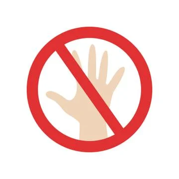 Do not touch vector sign. Crossed hand prohibited symbol Stock Illustration