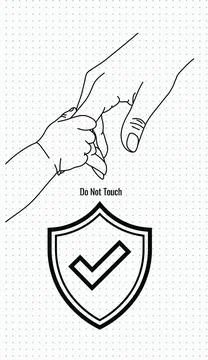 Do not touch warning sign vector illustration with adult and infant holding hand Иллюстрация
