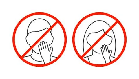 Do not touch your face icon on white background Stock Illustration