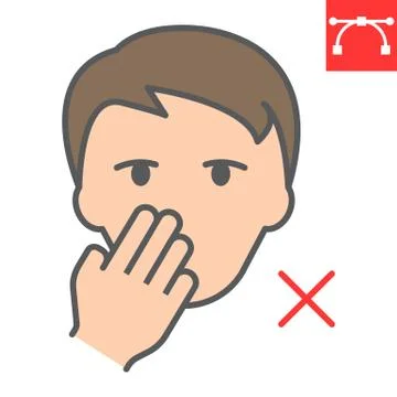 Do not touch your face color line icon, coronavirus and covid-19, don t touch Stock Illustration