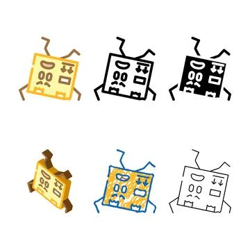 Do not turn cardboard box character color icon multistyle vector Stock Illustration