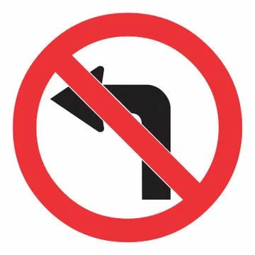 Do not turn left traffic sign Stock Illustration