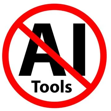 Do not use AI tools. Artificial Intelegent is not allowed. No AI sign. Illustrazione stock