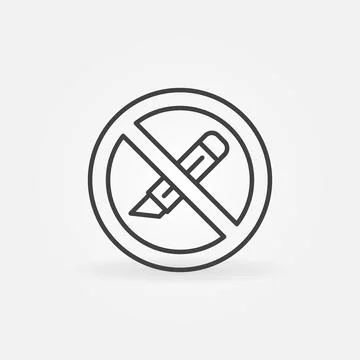 Do not use Cutter or Office Knife vector concept line icon Stock Illustration