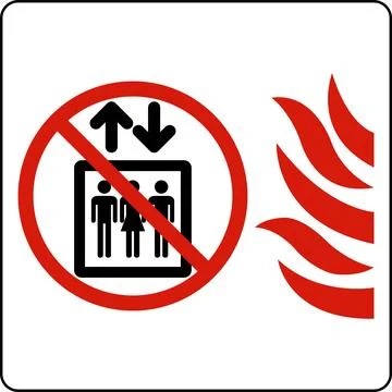 Do Not Use Elevator In Case Of Fire Sign On White Background Stock Illustration