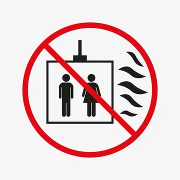 Do not use lift in case of fire. No using elevator Illustrazione stock